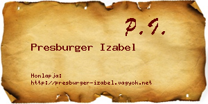 Presburger Izabel névjegykártya